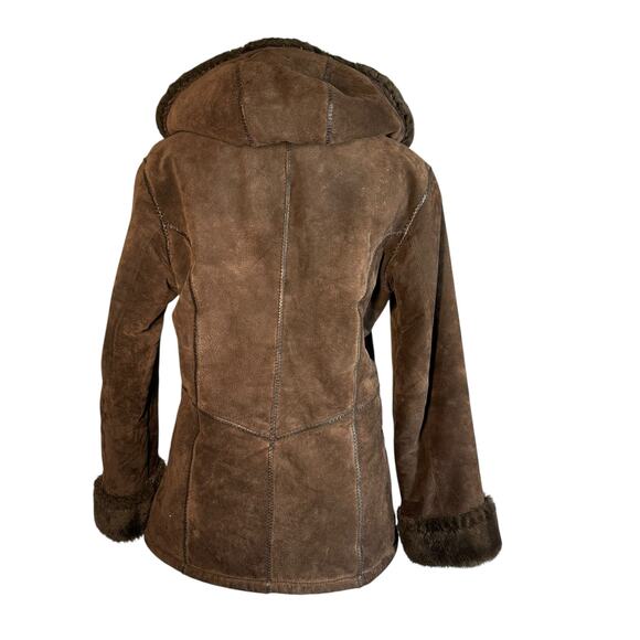 Y2K Wilson Leather Suede Fur Lined Brown Coat Medium - Picture 6 of 16
